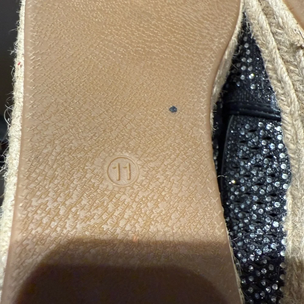 Andiamo Black Rhinestone Studded Espadrille Slip On Flats Womens Size 11 - Picture 12 of 12